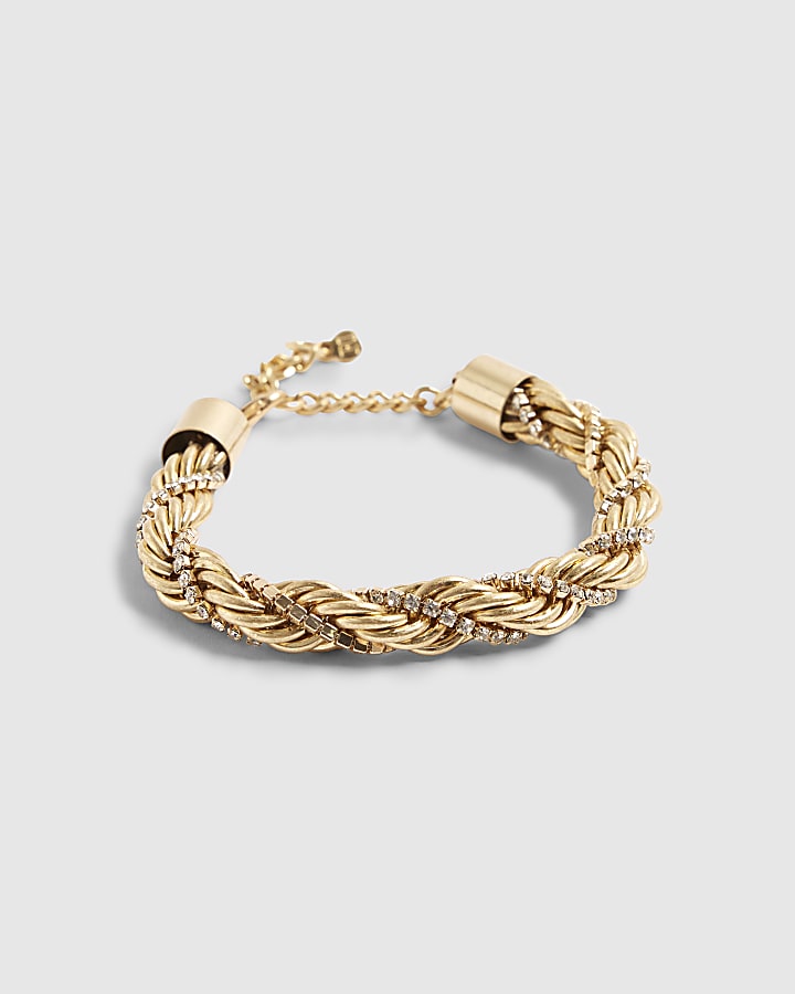 River Island Gold Twist Rope Bracelet