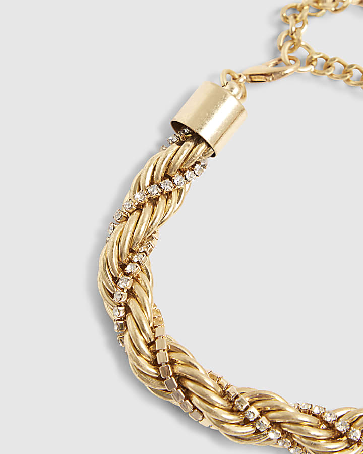river island Gold Twist Rope Bracelet