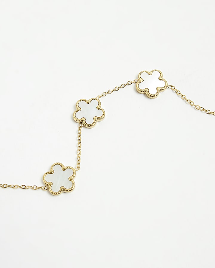 River Island Gold White Flower Bracelet