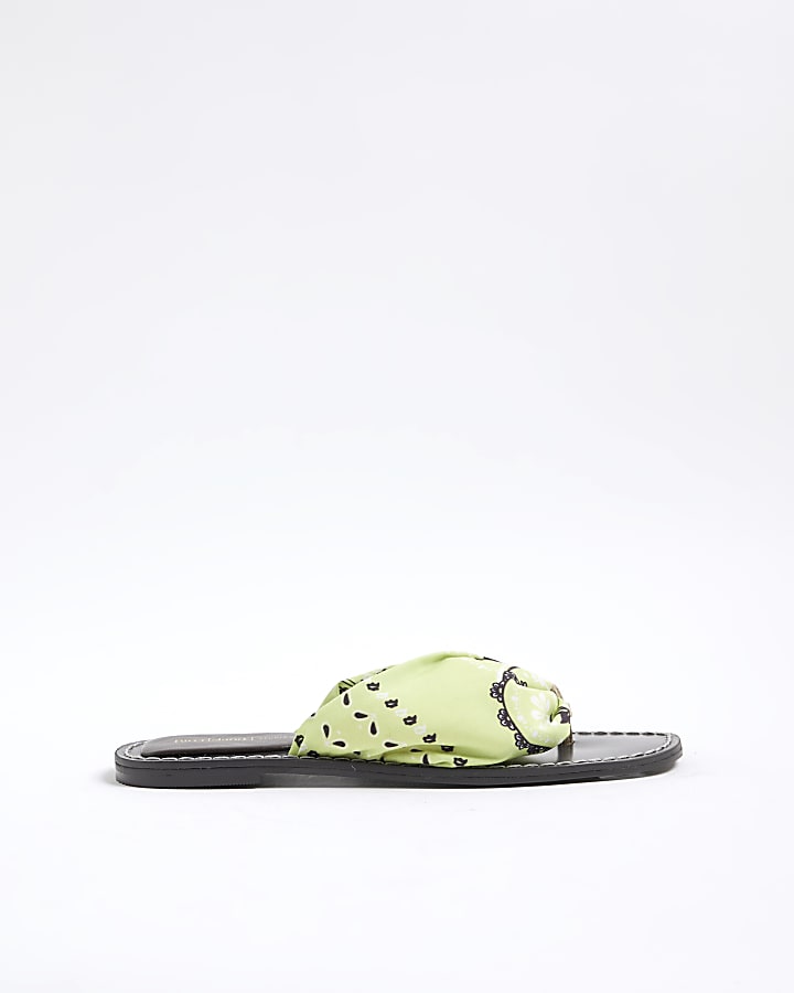 River Island Green Bandana Flip Flops