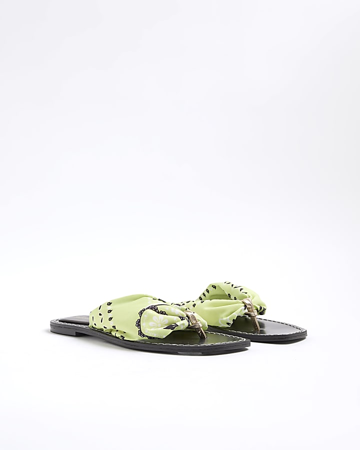 River Island Green Bandana Flip Flops