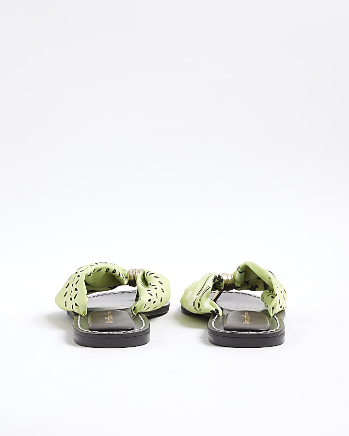 River Island Green Bandana Flip Flops