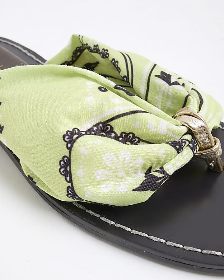 river island Green Bandana Flip Flops