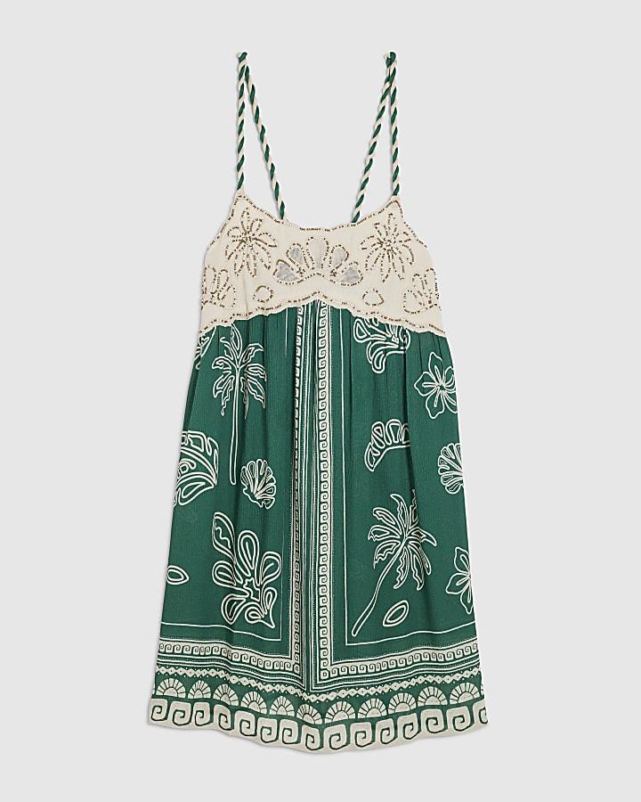 river island Green Beaded Mini Beach Dress