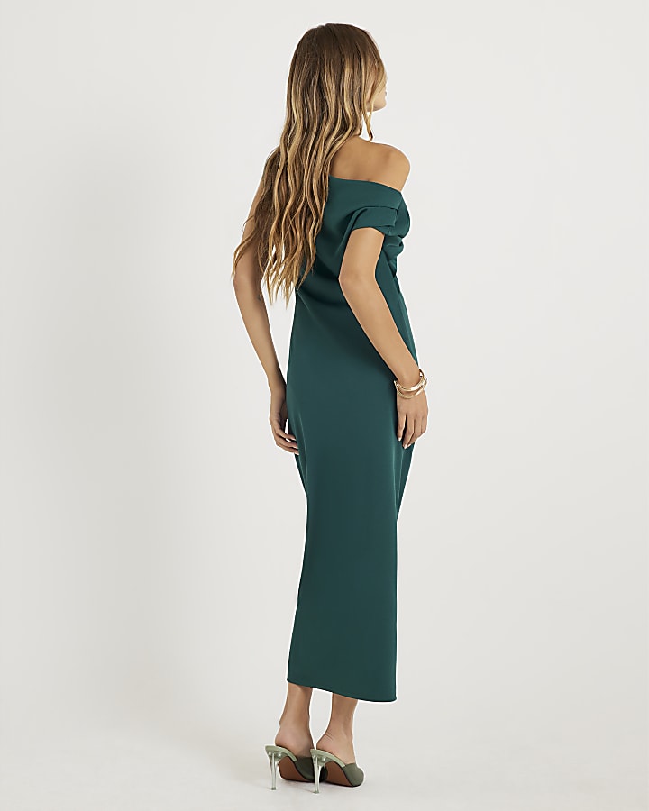 River Island Green Drape Midi Dress