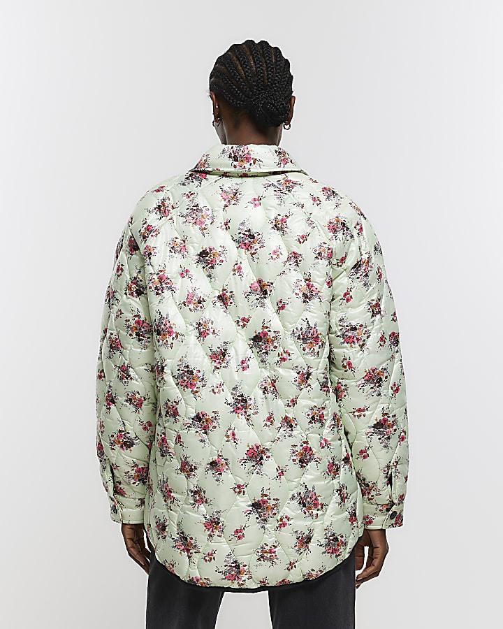 River Island Green Floral Padded Jacket