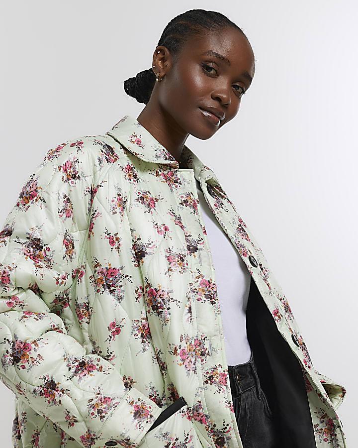 River Island Green Floral Padded Jacket