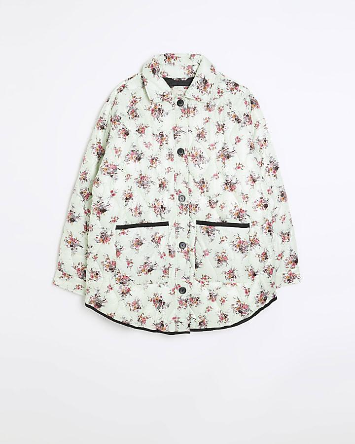 river island Green floral padded jacket