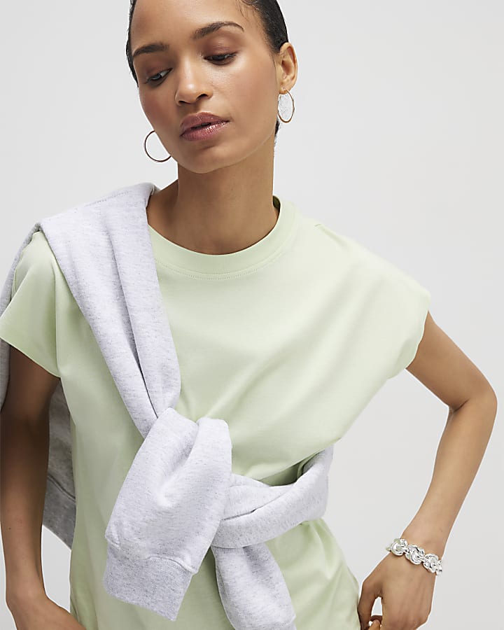 River Island Green Grown On Sleeve T-Shirt