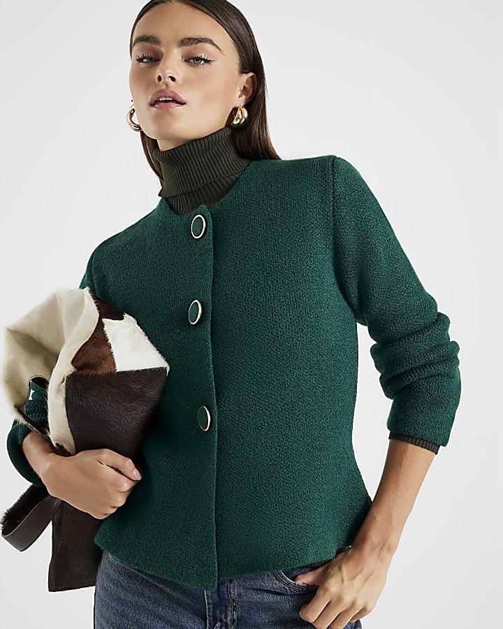 River Island Green Knitted Long Sleeve Cardigan