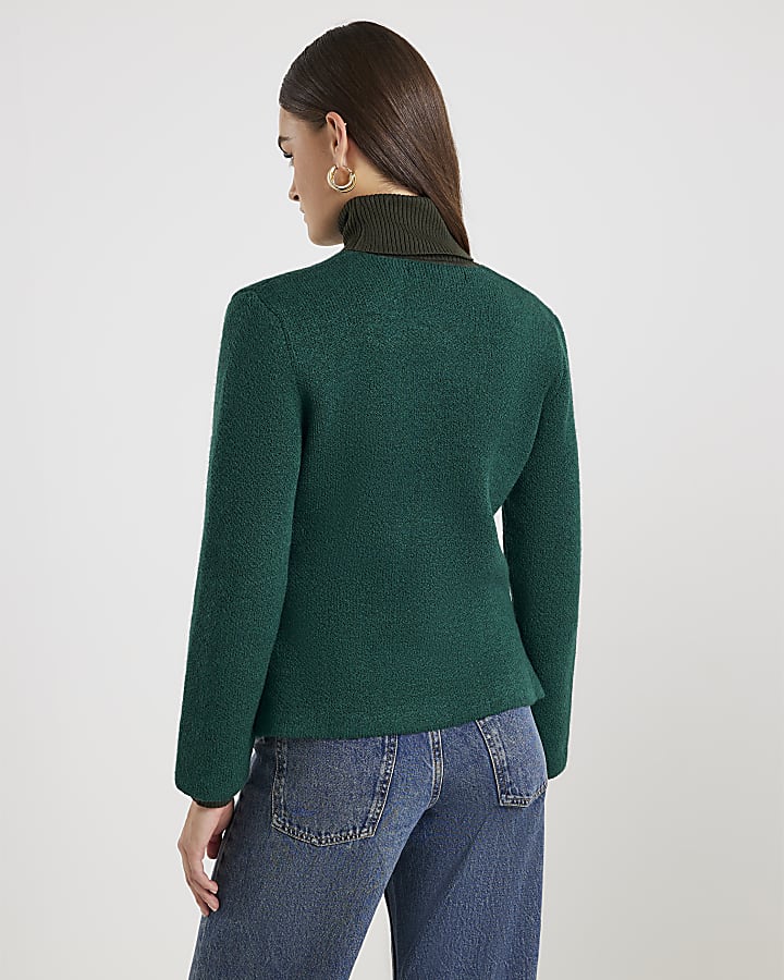 River Island Green Knitted Long Sleeve Cardigan