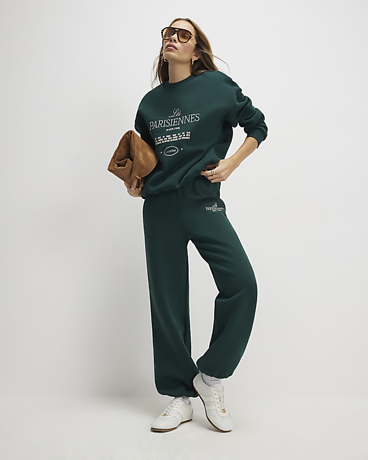 River Island Green Les Parisiennes Sweatshirt