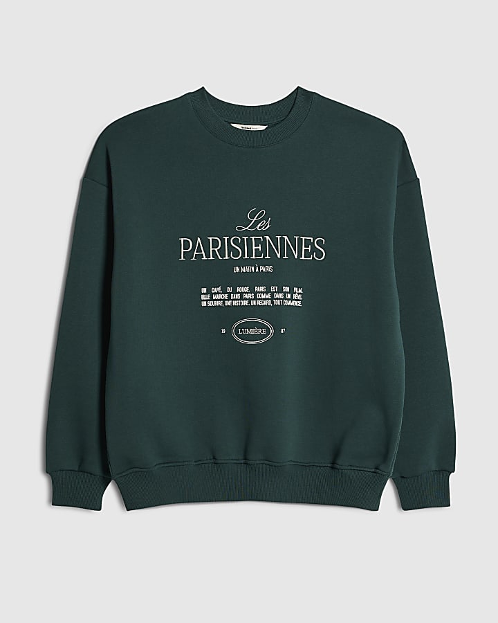 river island Green Les Parisiennes Sweatshirt
