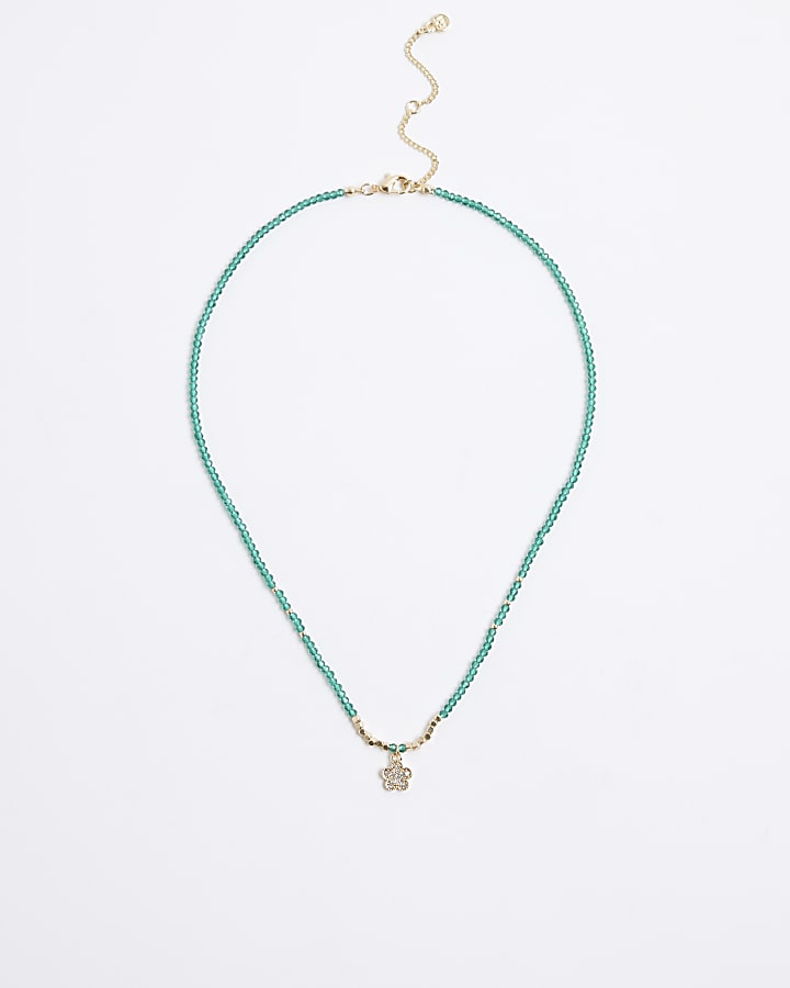 River Island Green May Birthstone Beaded Necklace