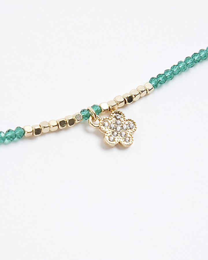 river island Green May Birthstone Beaded Necklace