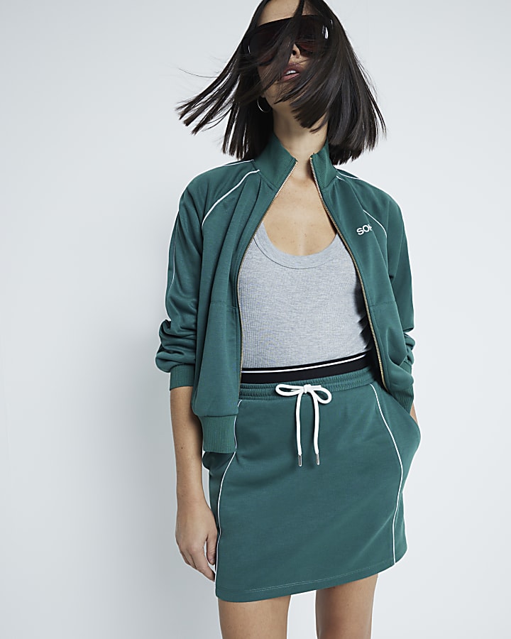 River Island Green Piped Mini Pencil Skirt