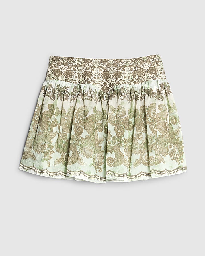 river island Green Printed Mini Rara Skirt