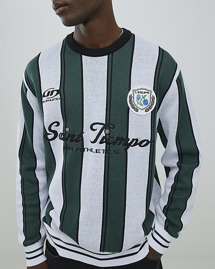 River Island Green Regular Fit Stripe Saint Jumper