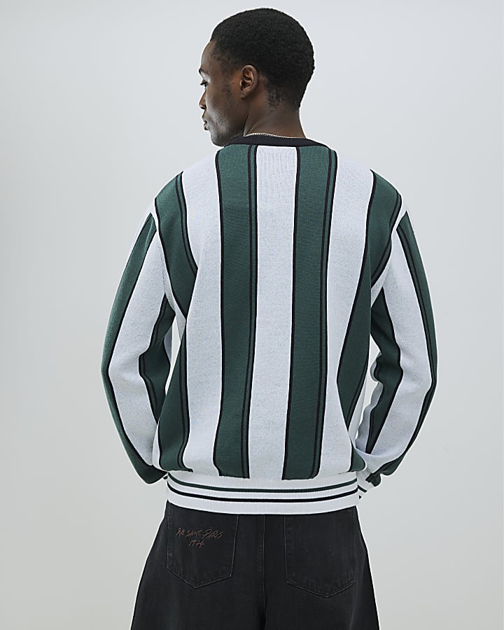River Island Green Regular Fit Stripe Saint Jumper