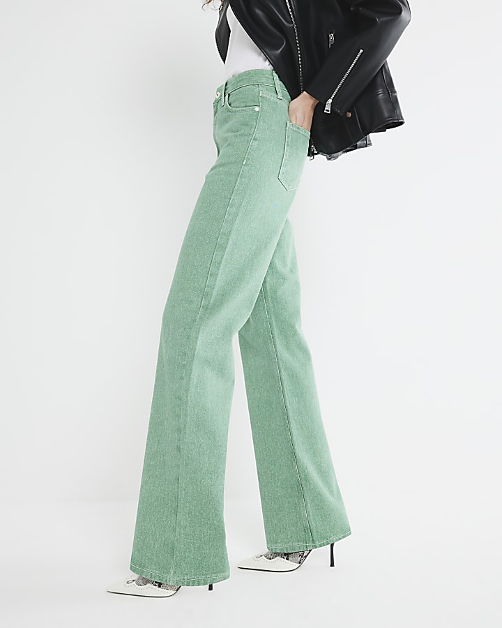 River Island Green Relaxed Straight Jeans