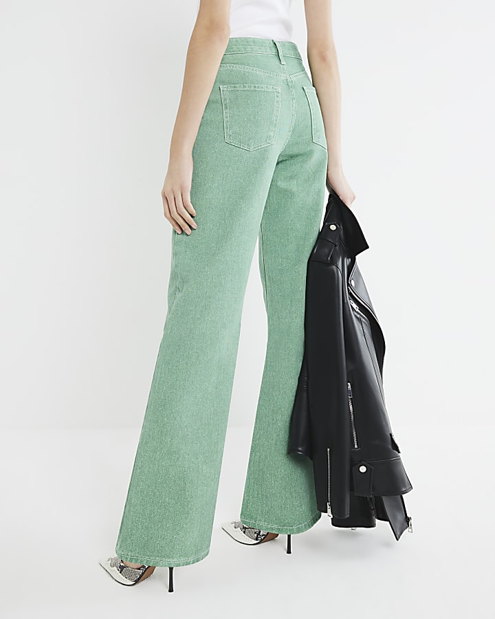 River Island Green Relaxed Straight Jeans