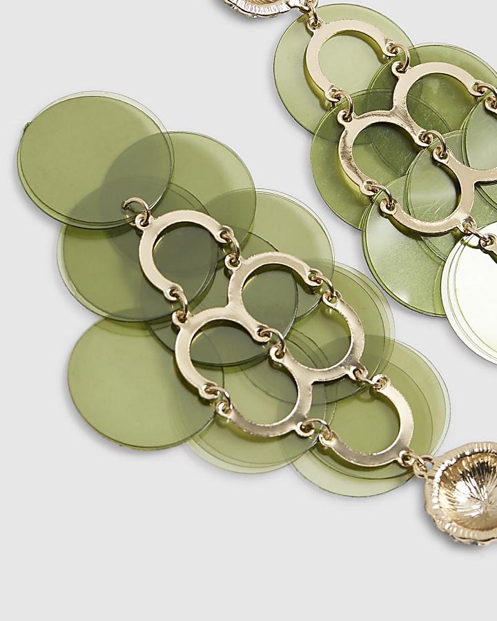 River Island Green Sequin Drop Earrings