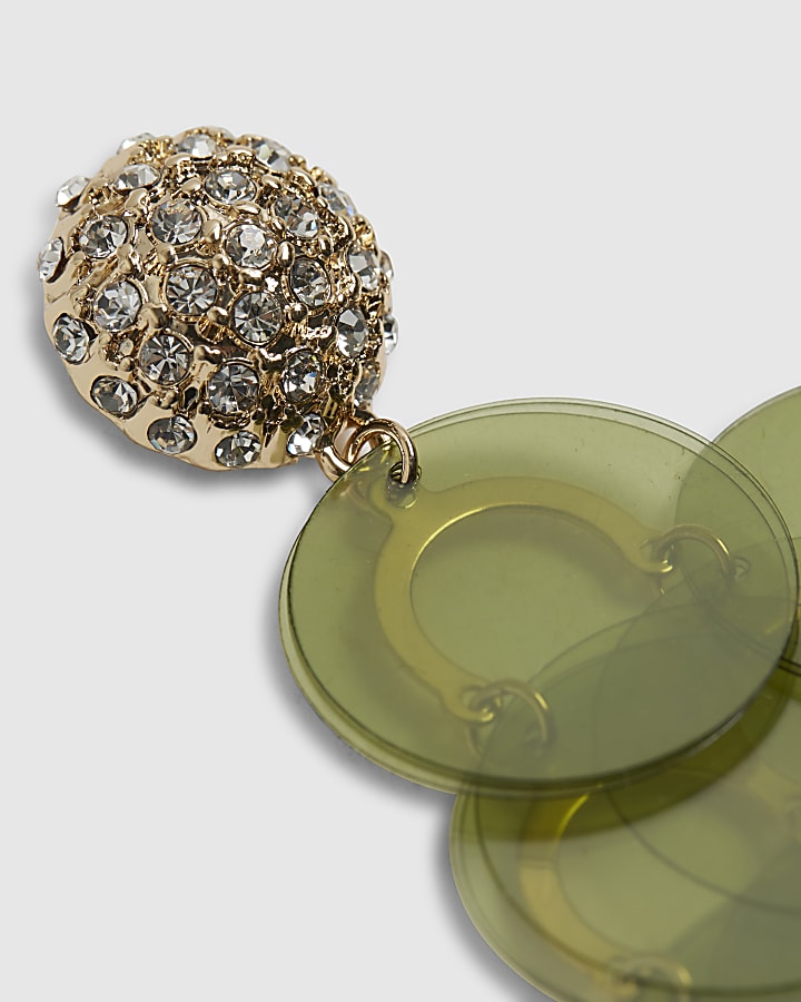 river island Green Sequin Drop Earrings