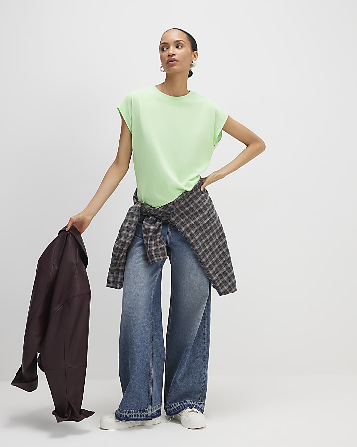 River Island Green Short Sleeve T-shirt