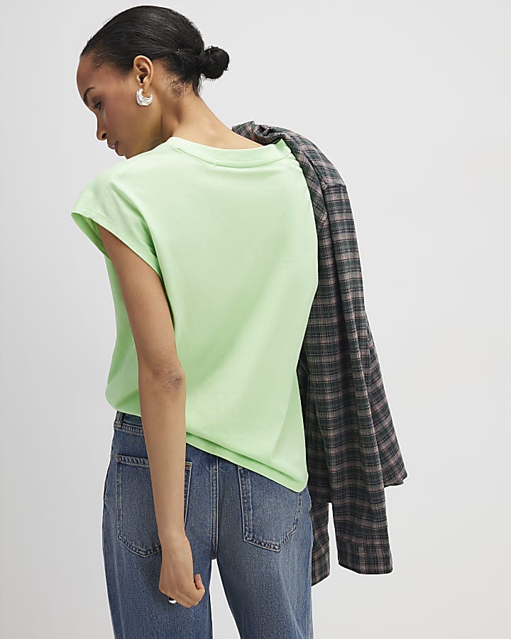 River Island Green Short Sleeve T-shirt