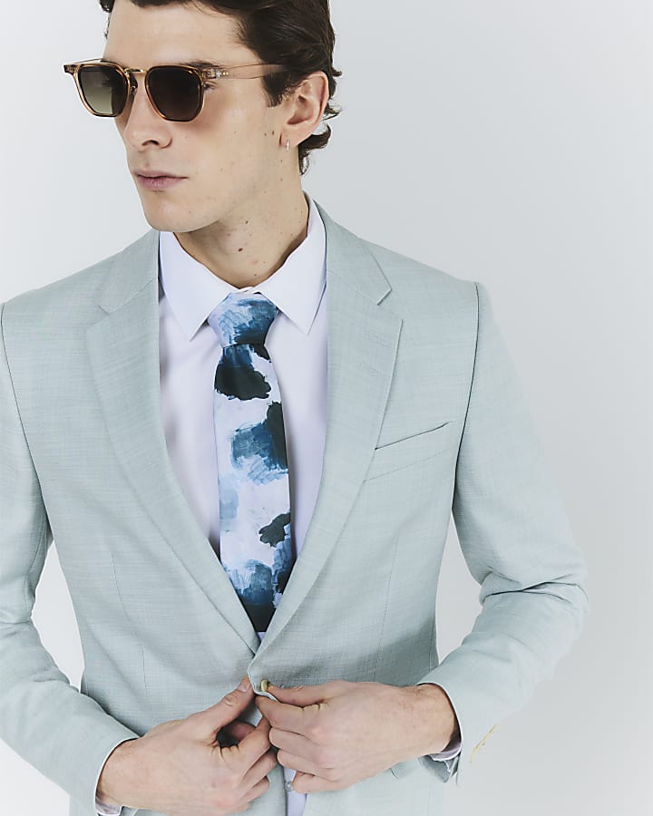 River Island Green Skinny Fit Suit Jacket