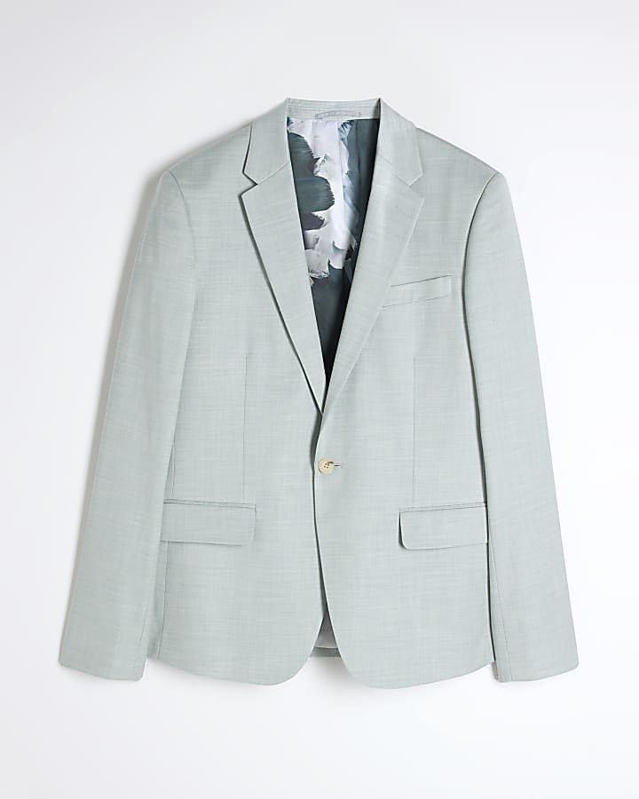 river island Green Skinny Fit Suit Jacket