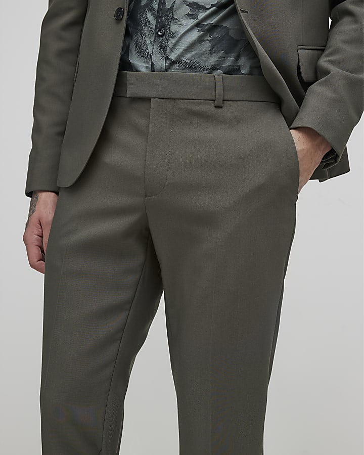 River Island Green Skinny Fit Suit Trousers
