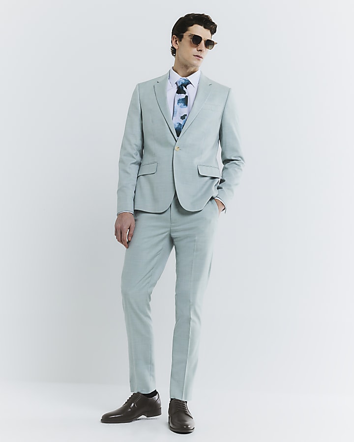 River Island Green Skinny Fit Suit Trousers