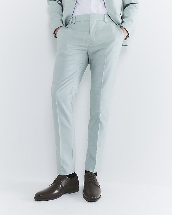 River Island Green Skinny Fit Suit Trousers