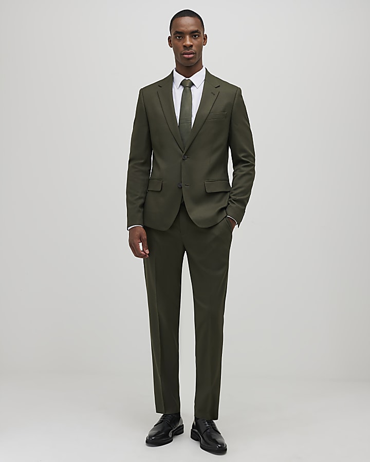 River Island Green Skinny Fit Textured Suit Jacket