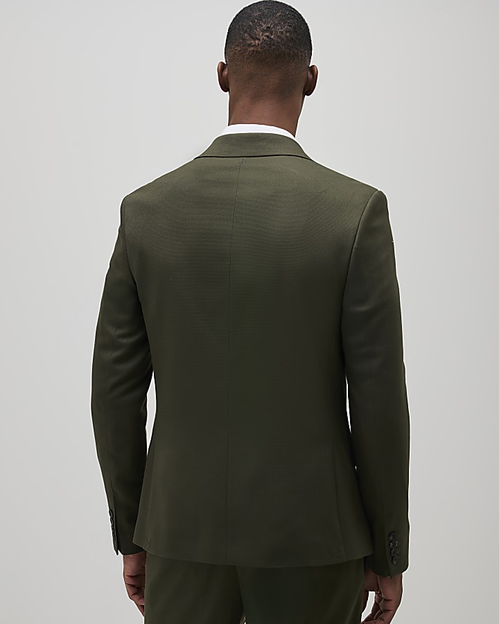 River Island Green Skinny Fit Textured Suit Jacket