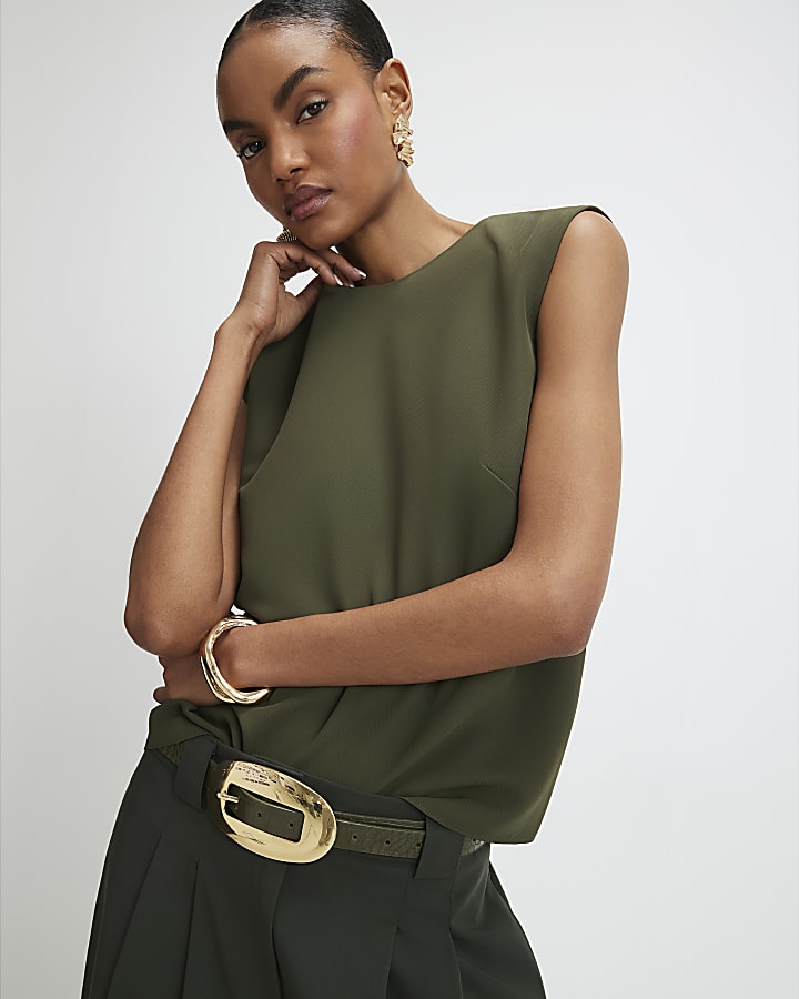 River Island Green Sleeveless Tank Top