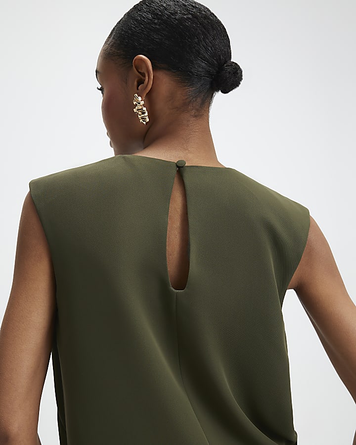 River Island Green Sleeveless Tank Top