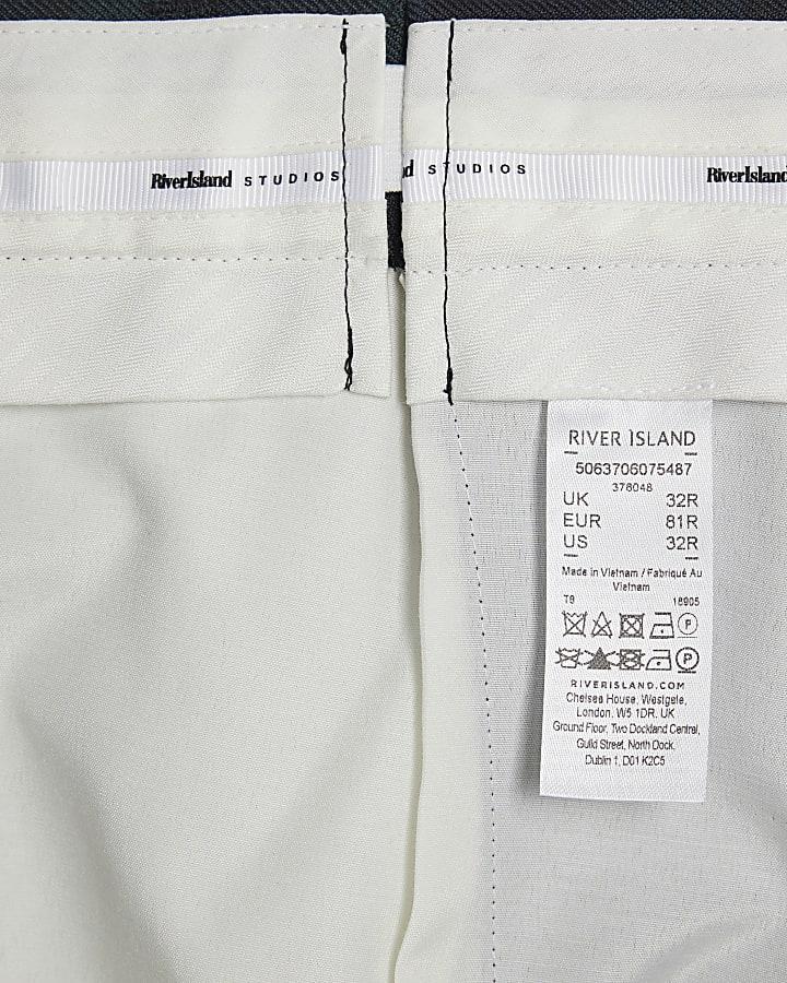 river island Green Slim Fit Check Suit Trousers