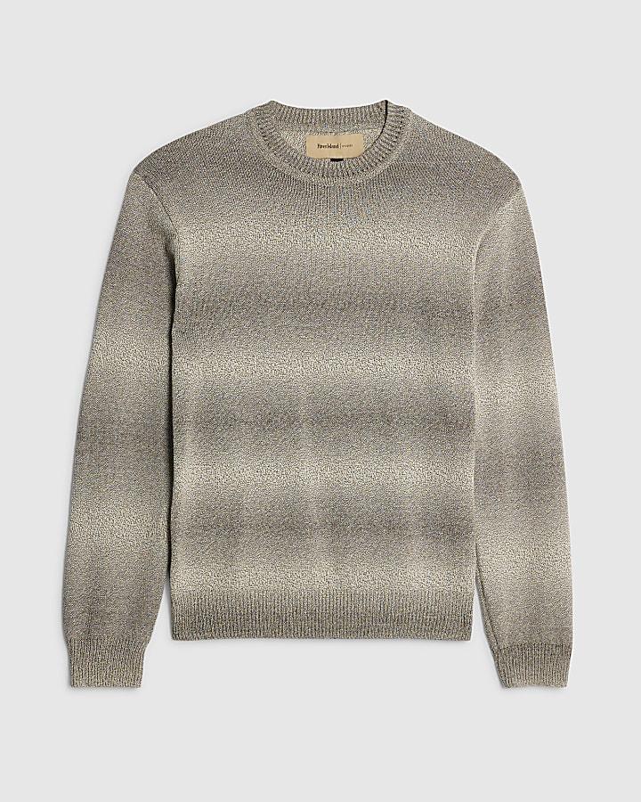 river island Green Slim Fit Gradient Jumper