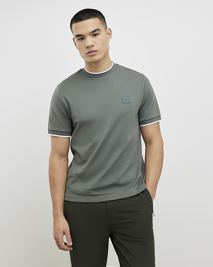 River Island Green Slim Fit MCMXII Badge T-Shirt