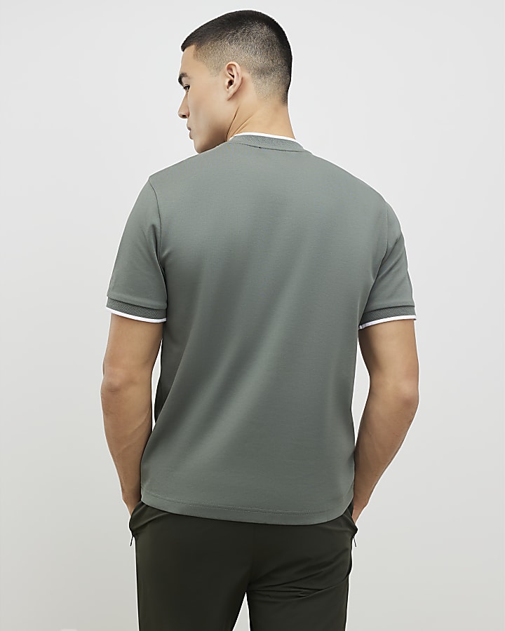 River Island Green Slim Fit MCMXII Badge T-Shirt