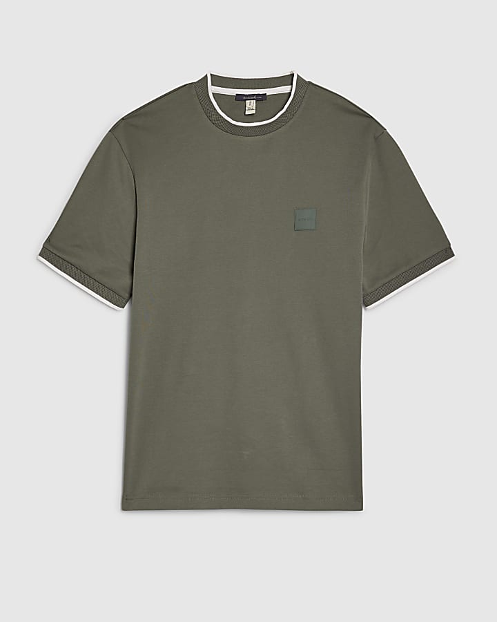 river island Green Slim Fit MCMXII Badge T-Shirt