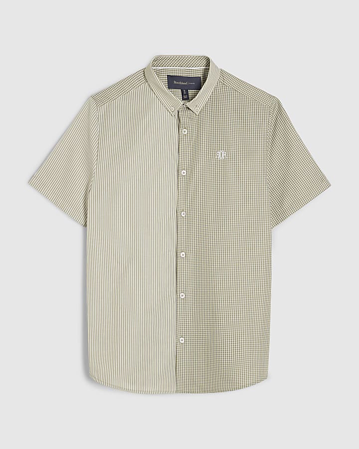 river island Green Slim Fit Spliced RR Shirt