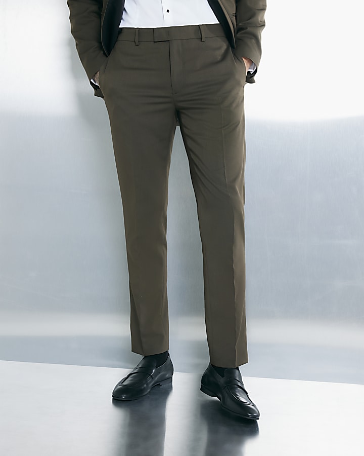 River Island Green Slim Fit Suit Trousers