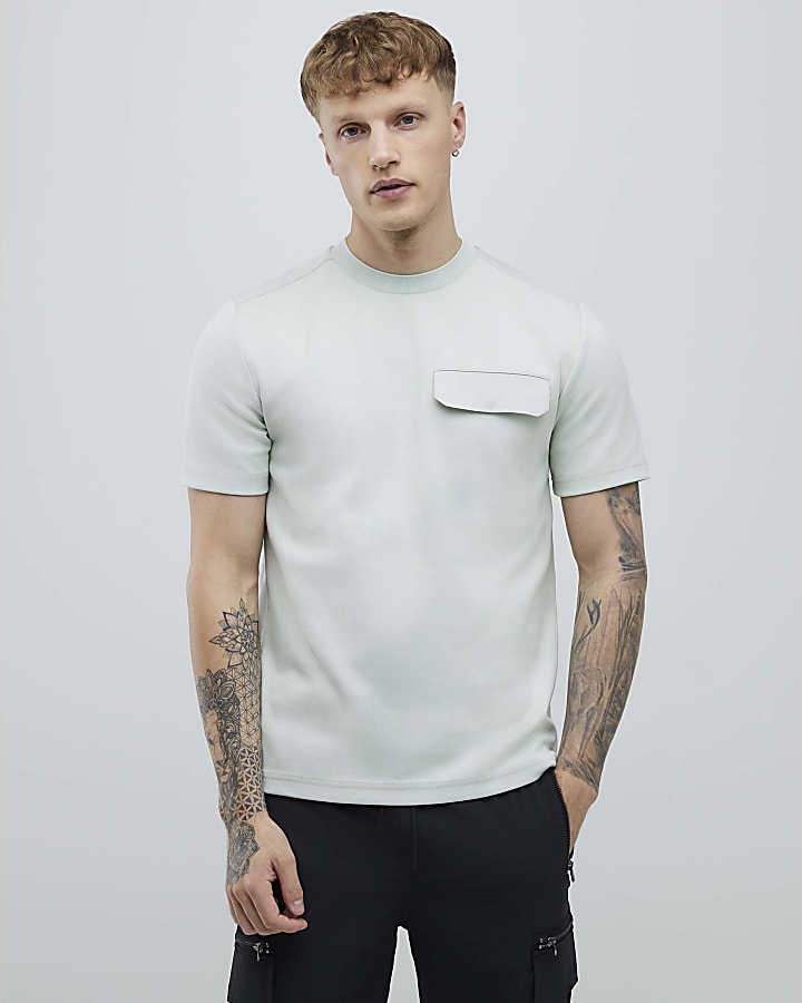 River Island Green Slim Fit T-Shirt