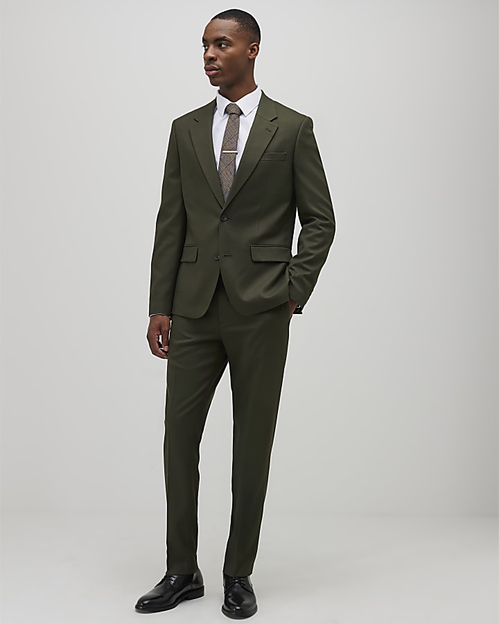 River Island Green Slim Fit Textured Suit Jacket