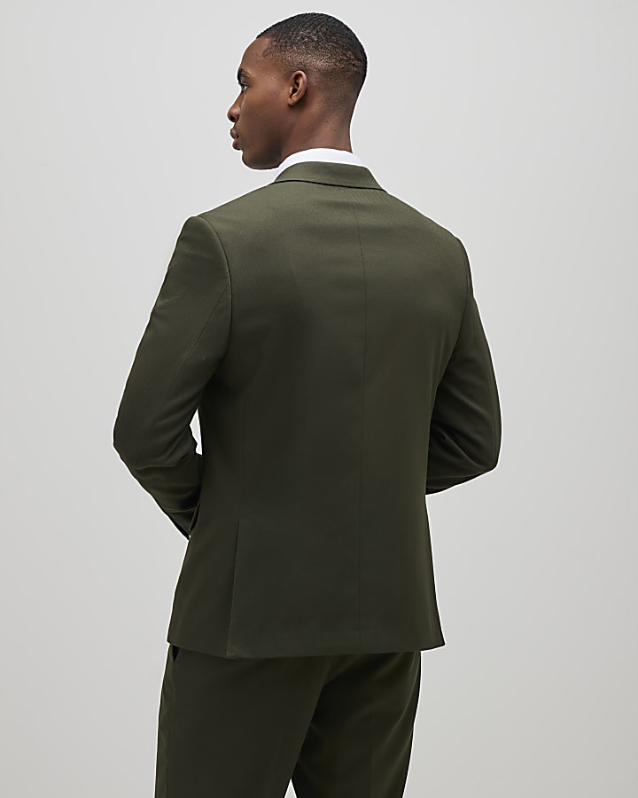River Island Green Slim Fit Textured Suit Jacket