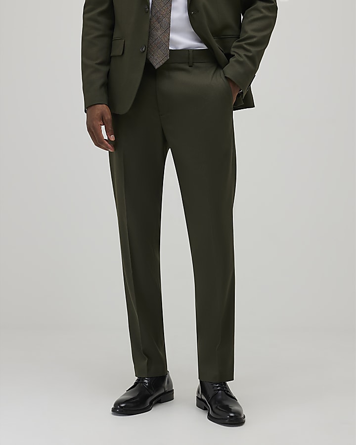 River Island Green Slim Fit Textured Suit Trousers
