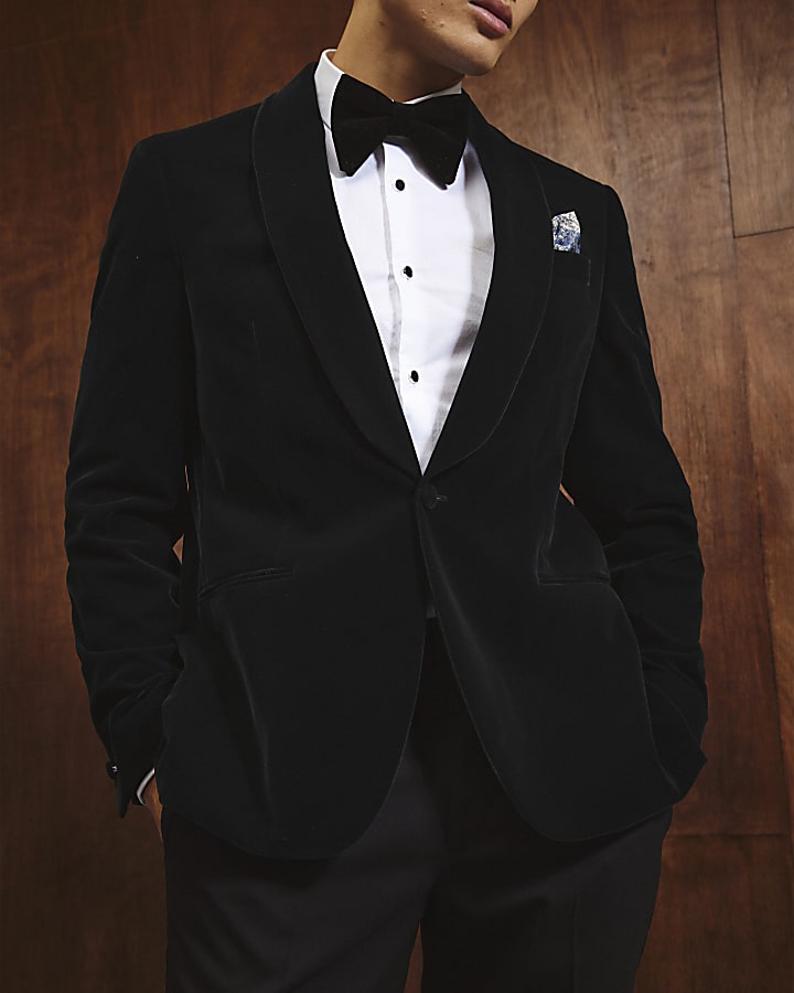 River Island Green Slim Fit Velvet Suit Jacket